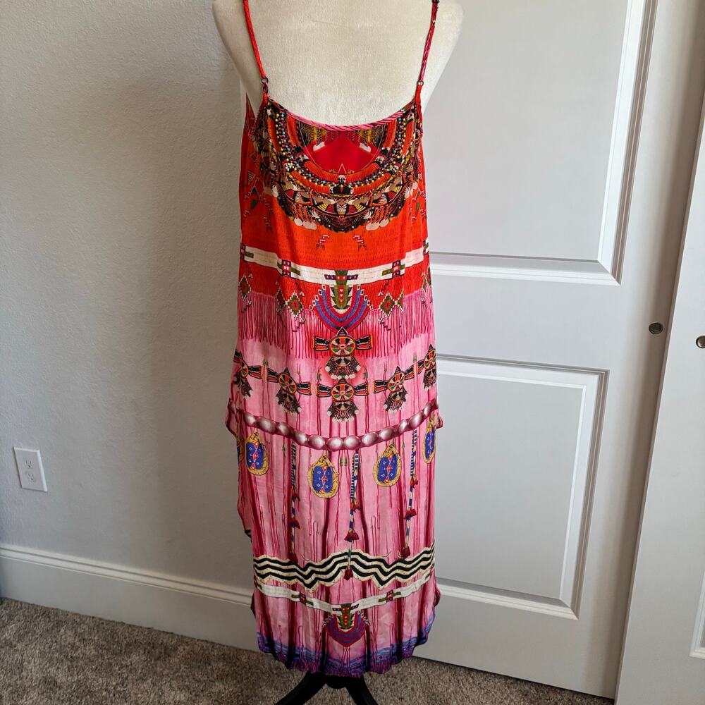 Shahida Parides Navajo High-low Dress Red Southwestern Tribal Embellished - Picture 9 of 13